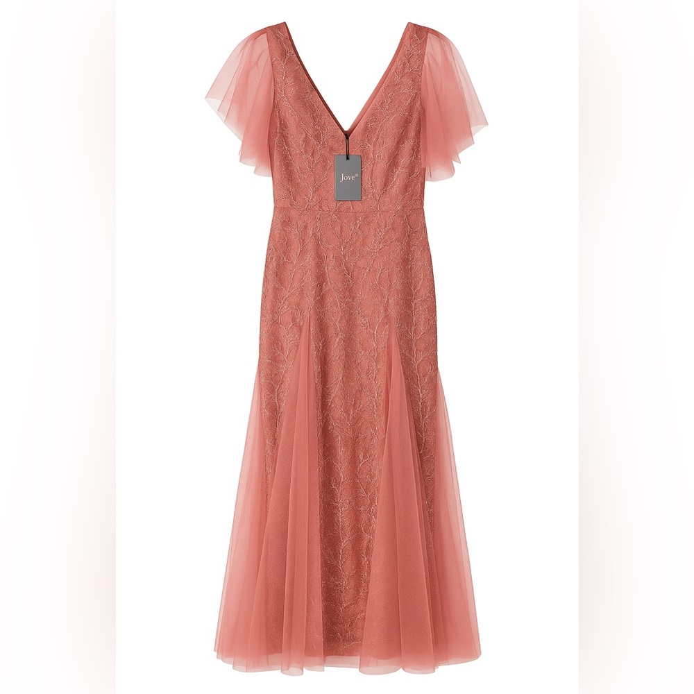 Elegant Pink Lace Prom Dress